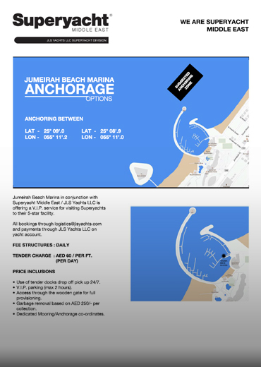 Anchorage Options Jumeirah Beach Marina